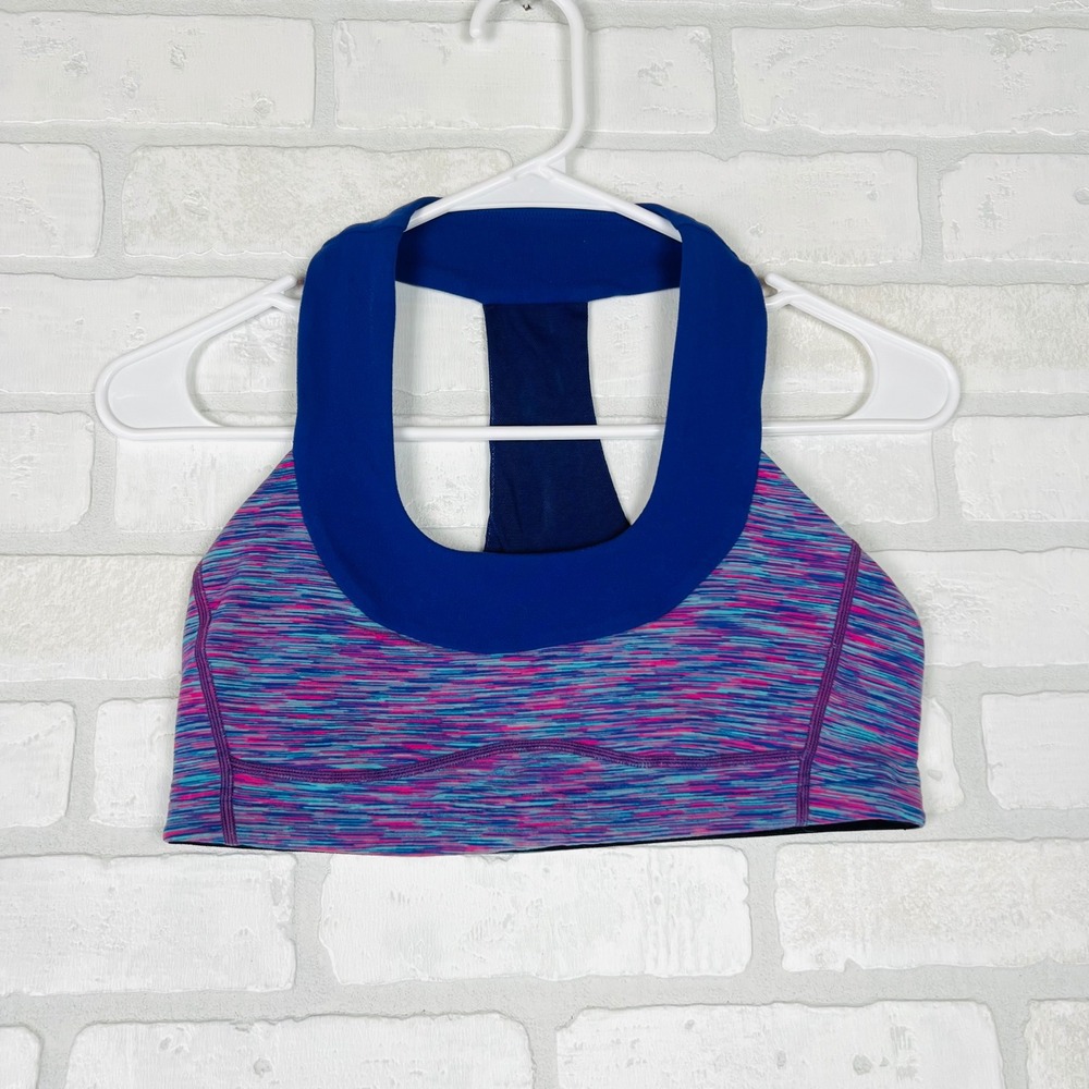Lululemon Space Dye Racerback Sports Bra Blue Pink Purple Mesh Back Size 6